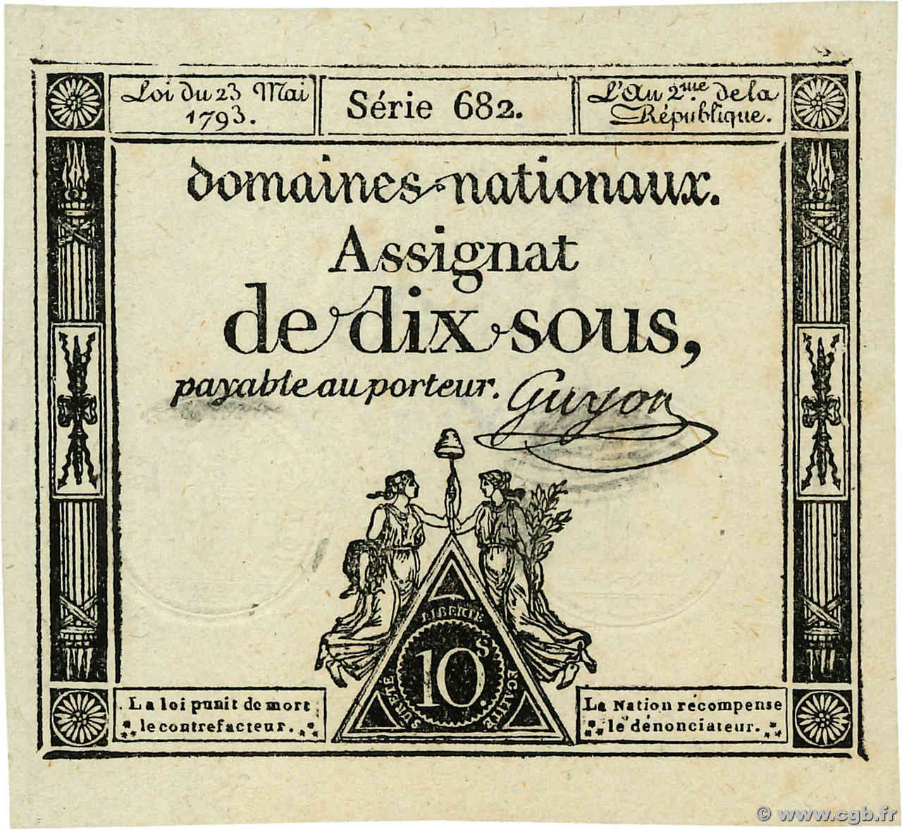 10 Sous FRANCE 1793 Ass.40a pr.NEUF