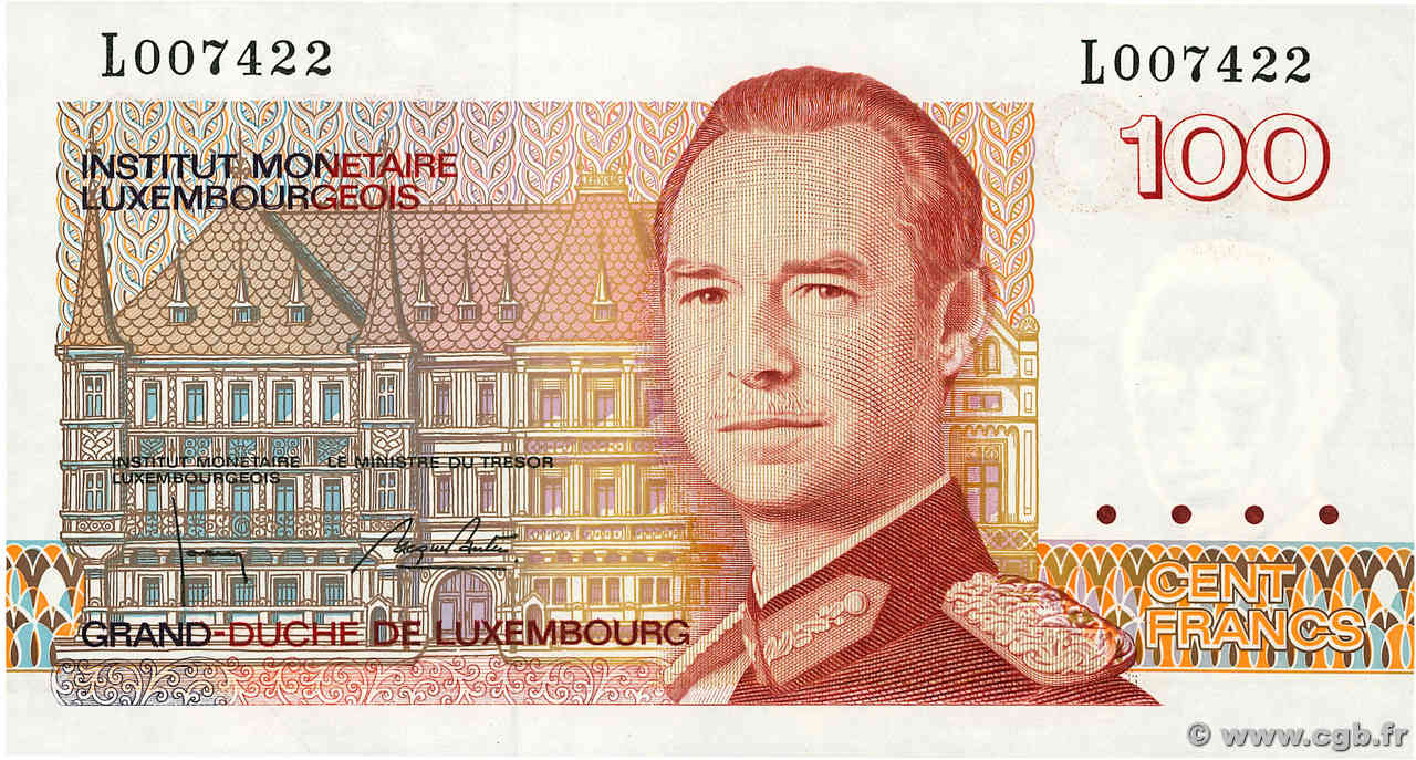 100 Francs LUXEMBURGO  1993 P.58b FDC