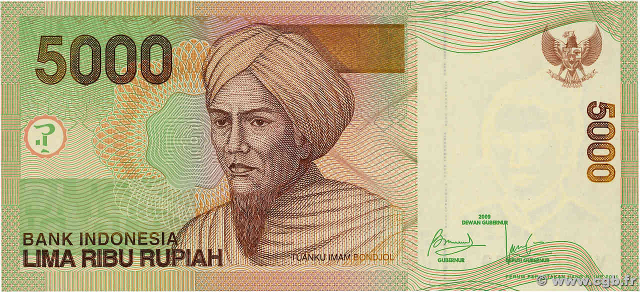 5000 Rupiah INDONESIA 2009 P.142 AU+