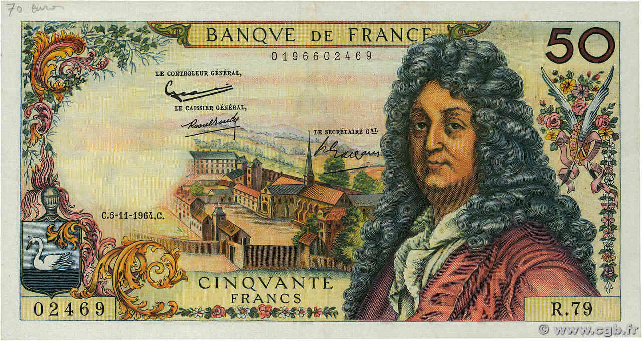 50 Francs RACINE FRANCIA  1964 F.64.07 q.SPL