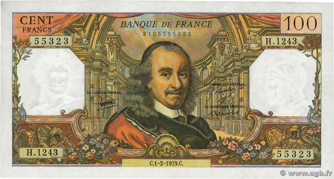 100 Francs CORNEILLE FRANCE 1979 F.65.65 pr.SUP