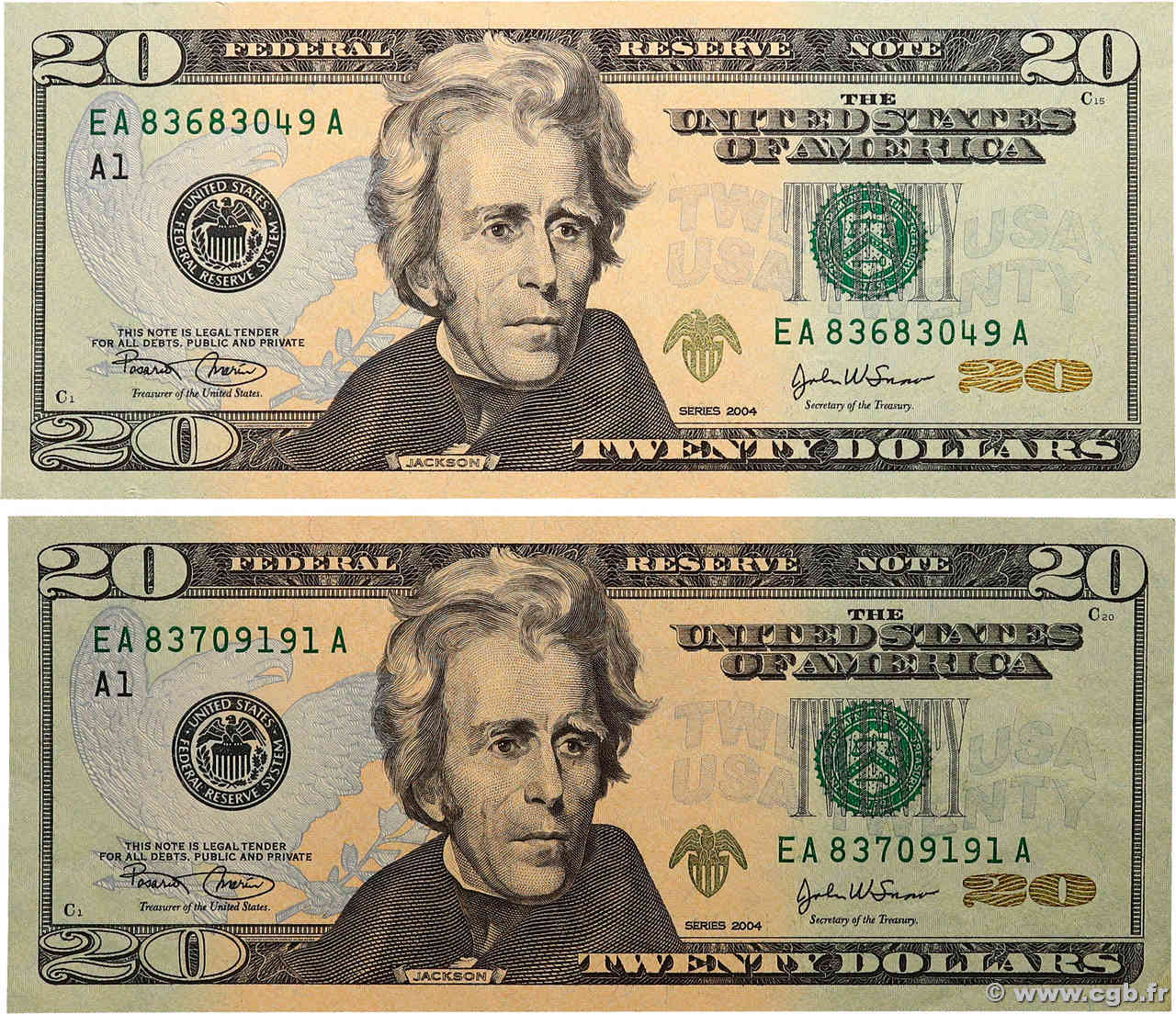 20 Dollars Lot ÉTATS-UNIS D AMÉRIQUE Boston 2004 P.521a SUP
