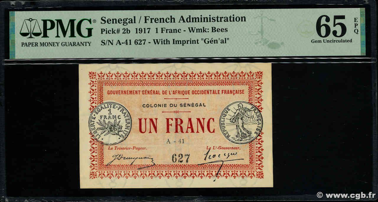 1 Franc SENEGAL  1917 P.02b UNC