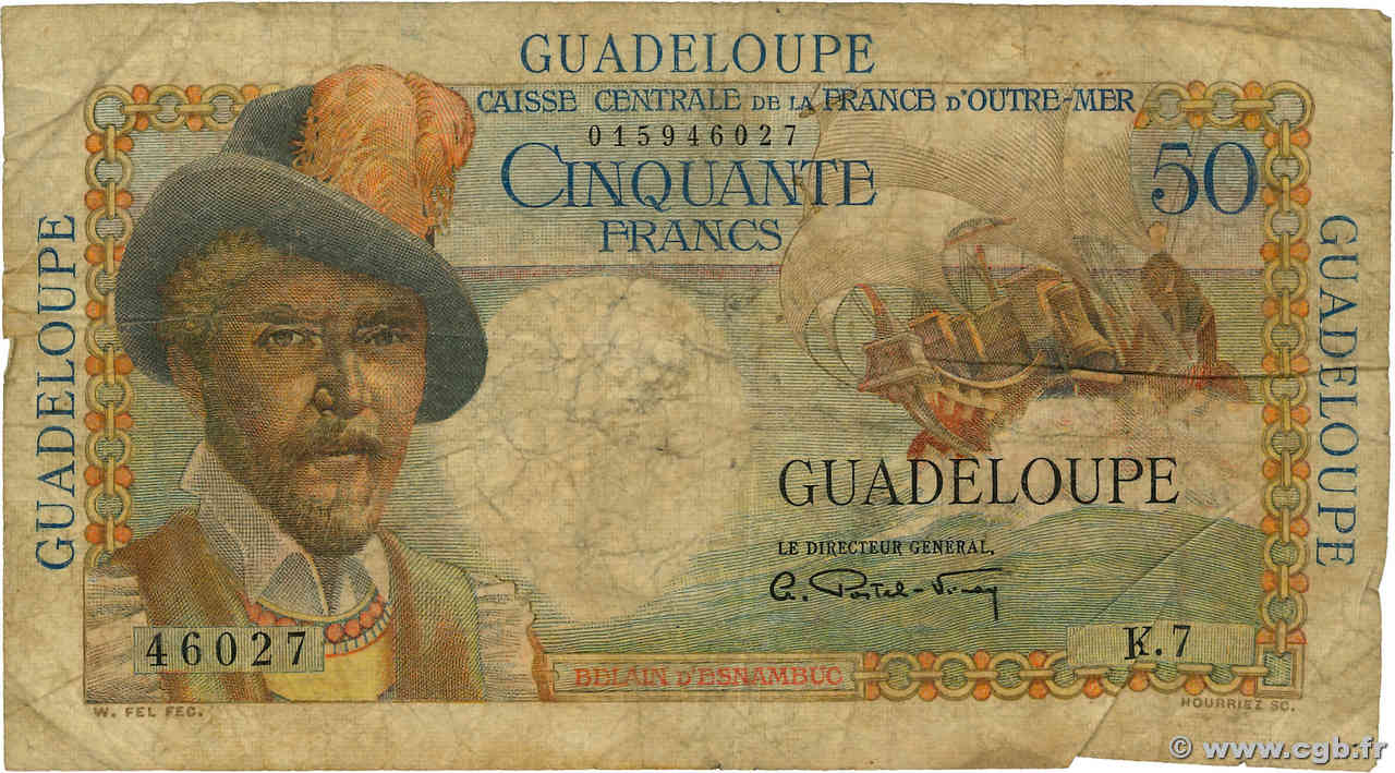 50 Francs Belain d Esnambuc GUADELOUPE 1946 P.34 B