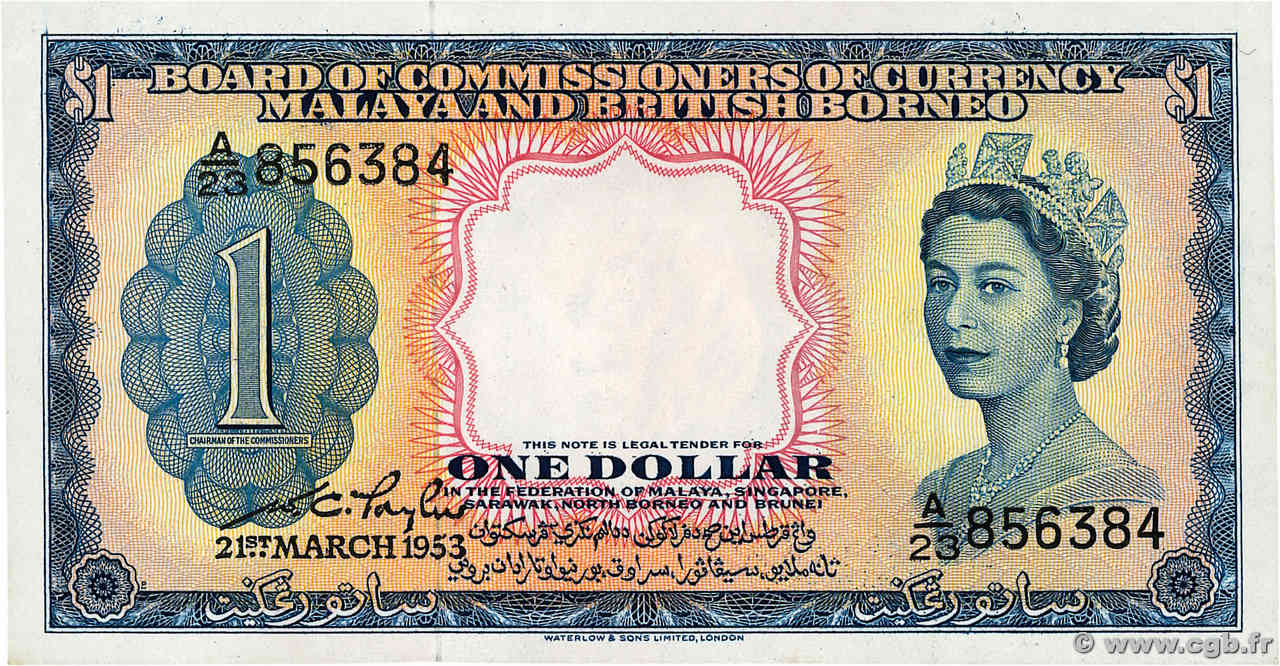 1 Dollar MALAISIE et BORNEO BRITANNIQUE  1953 P.01 pr.NEUF