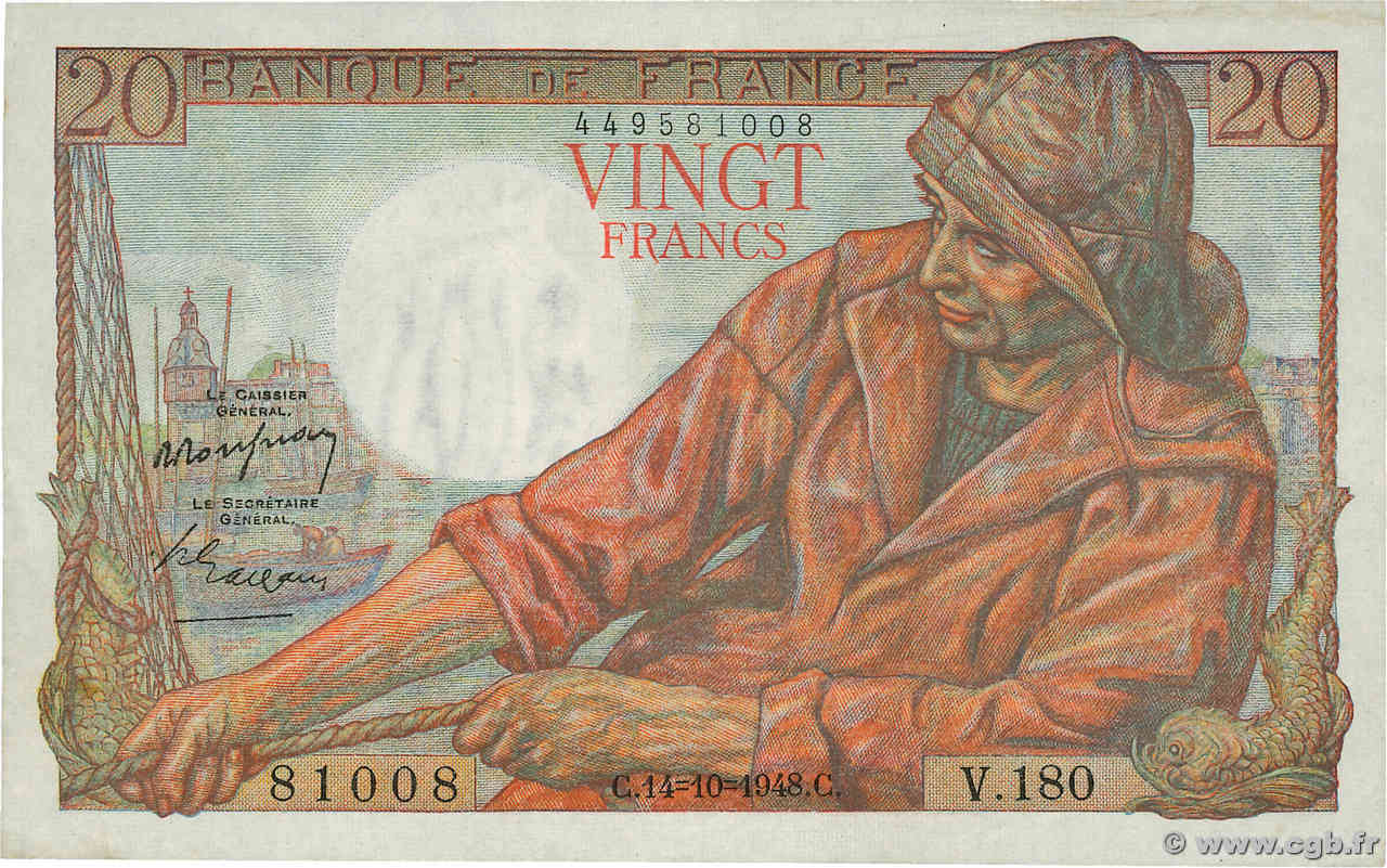 20 Francs PÊCHEUR FRANCE  1948 F.13.13 SUP