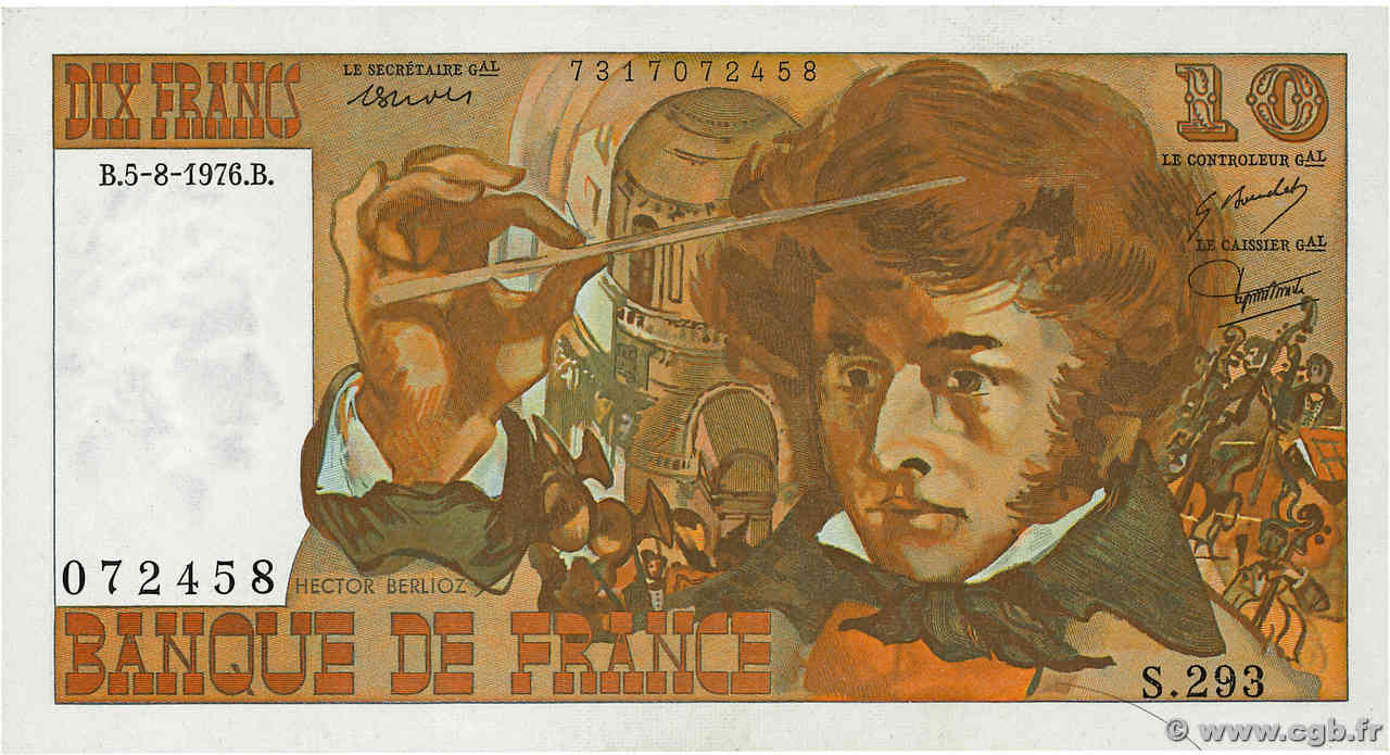 10 Francs BERLIOZ FRANCE 1976 F.63.20 AU