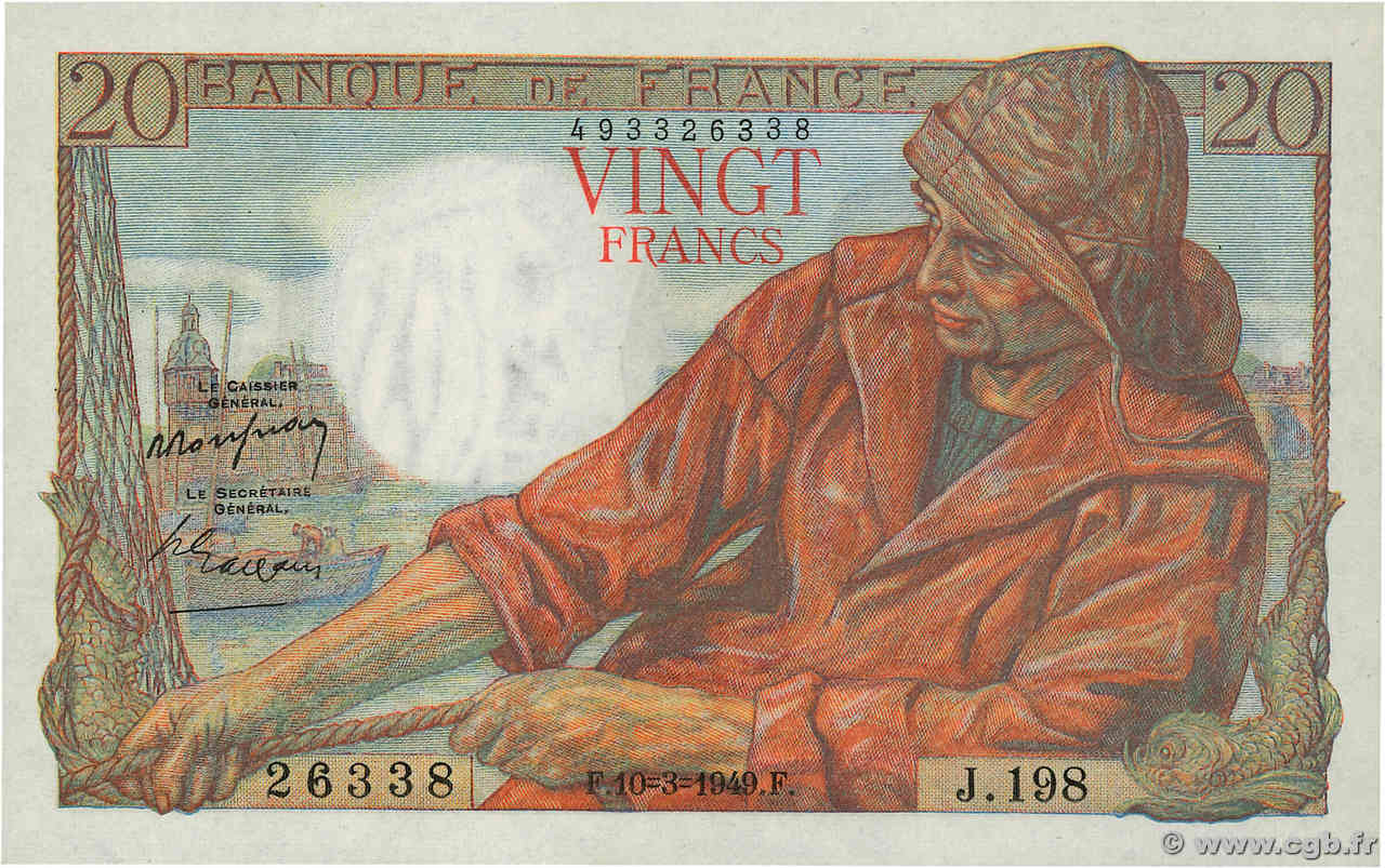 20 Francs PÊCHEUR FRANCE  1949 F.13.14 pr.NEUF
