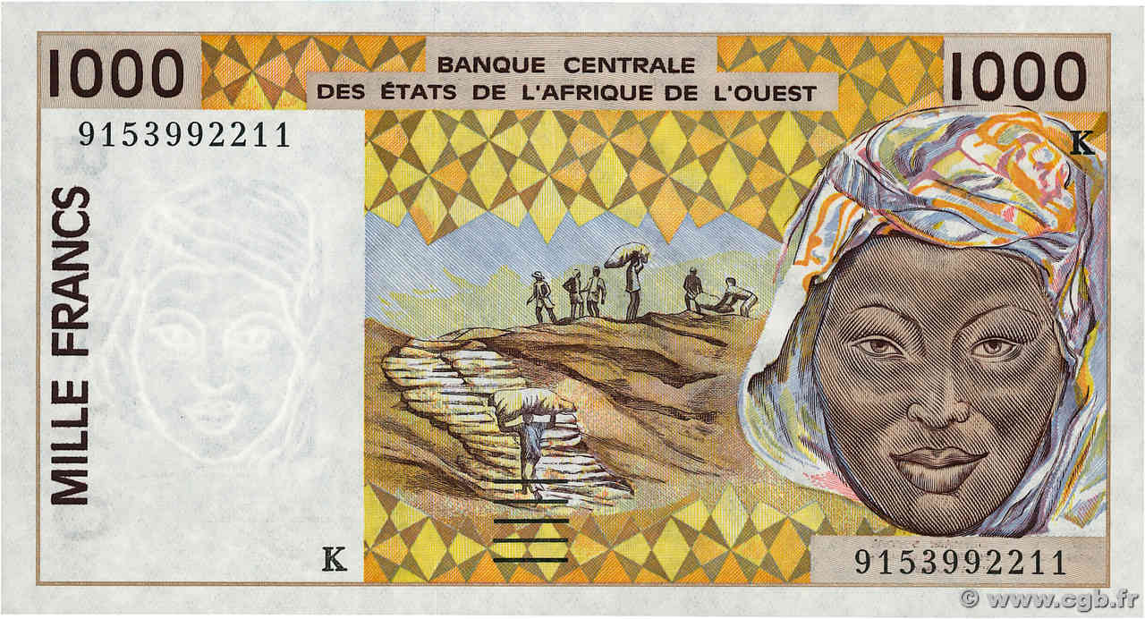 1000 Francs ÉTATS DE L AFRIQUE DE L OUEST  1991 P.711Ka pr.NEUF