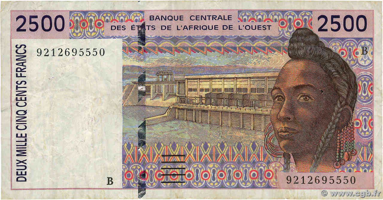 2500 Francs ÉTATS DE L AFRIQUE DE L OUEST  1992 P.212Ba TB
