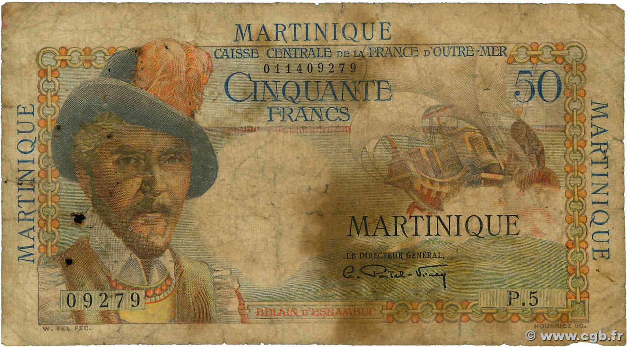 50 Francs Belain d Esnambuc MARTINIQUE  1946 P.30 B