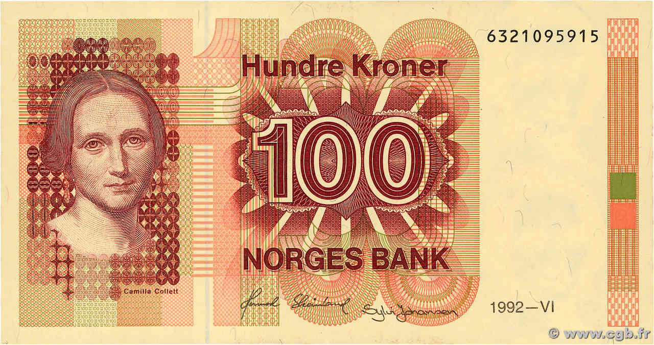 100 Kroner NORVÈGE  1992 P.43d SPL