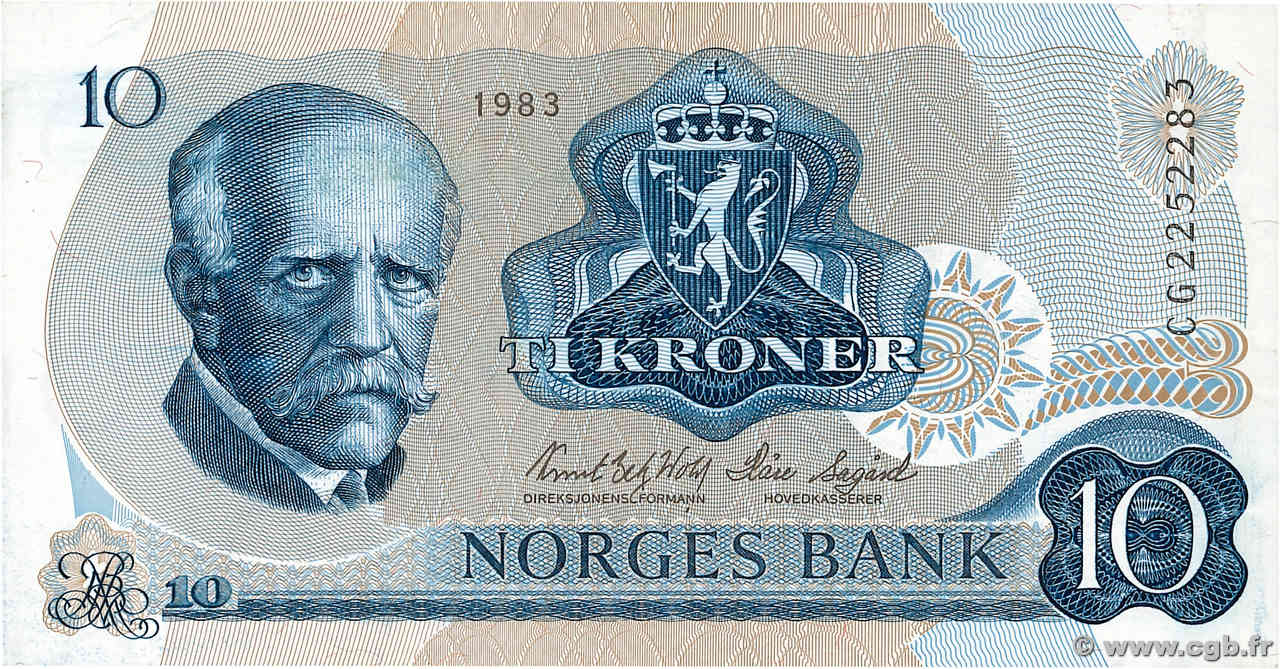 10 Kroner NORVÈGE  1983 P.36c SUP+