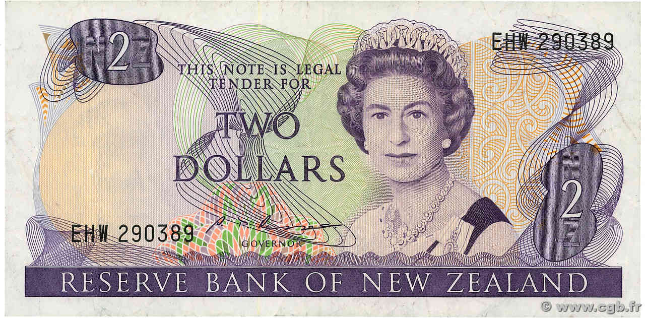 2 Dollars NOUVELLE-ZÉLANDE  1989 P.170b pr.TTB