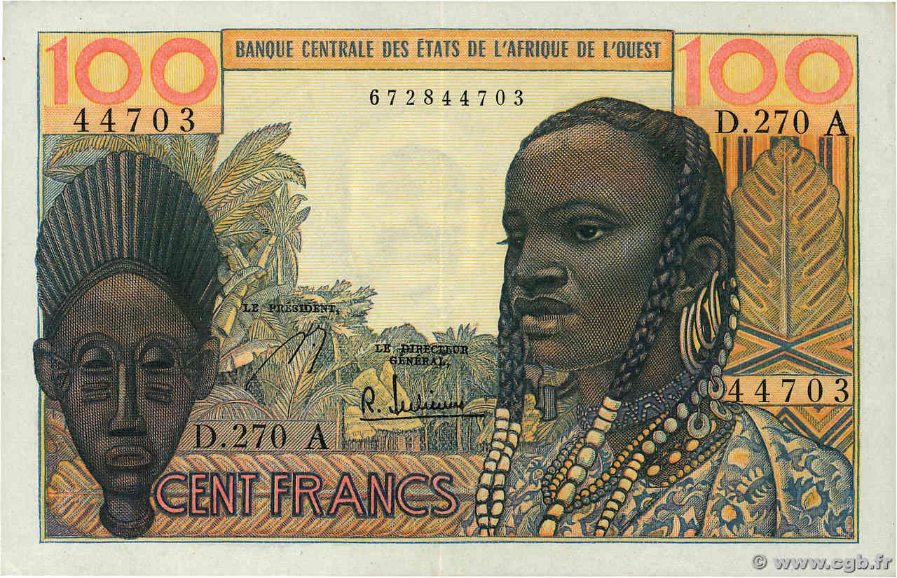 100 Francs ÉTATS DE L AFRIQUE DE L OUEST  1966 P.101Ag TTB+