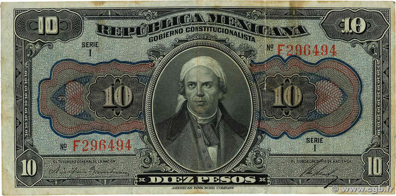 10 Pesos MEXICO  1915 PS.0686a BC+