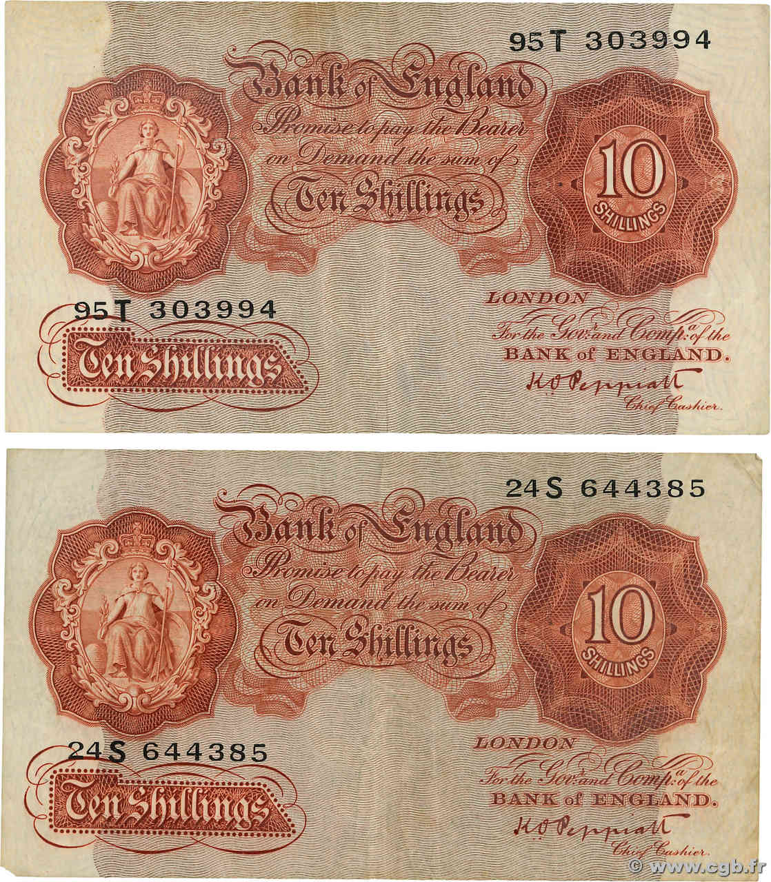 10 Shillings Lot ENGLAND  1934 P.362c S