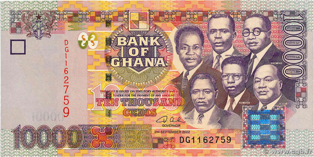 10000 Cedis GHANA  2002 P.35a UNC-