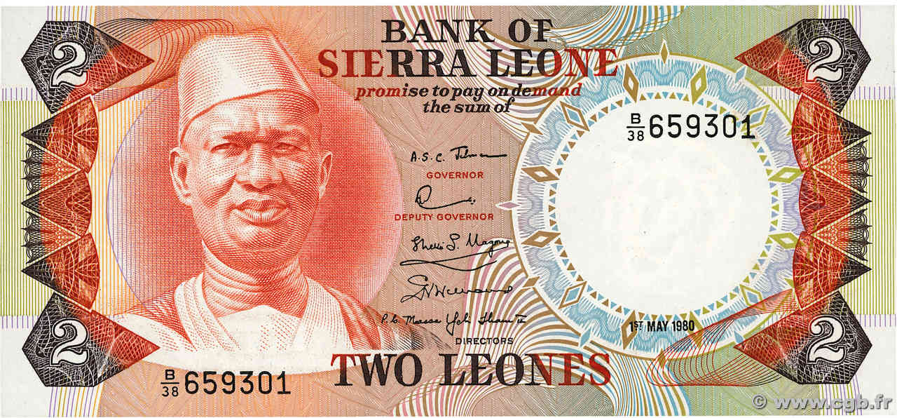 2 Leones SIERRA LEONE  1980 P.06e ST