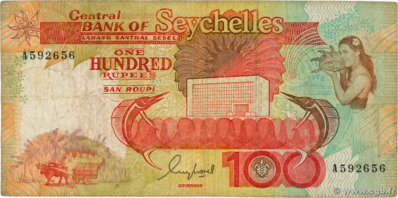 100 Rupees SEYCHELLES  1989 P.35 G