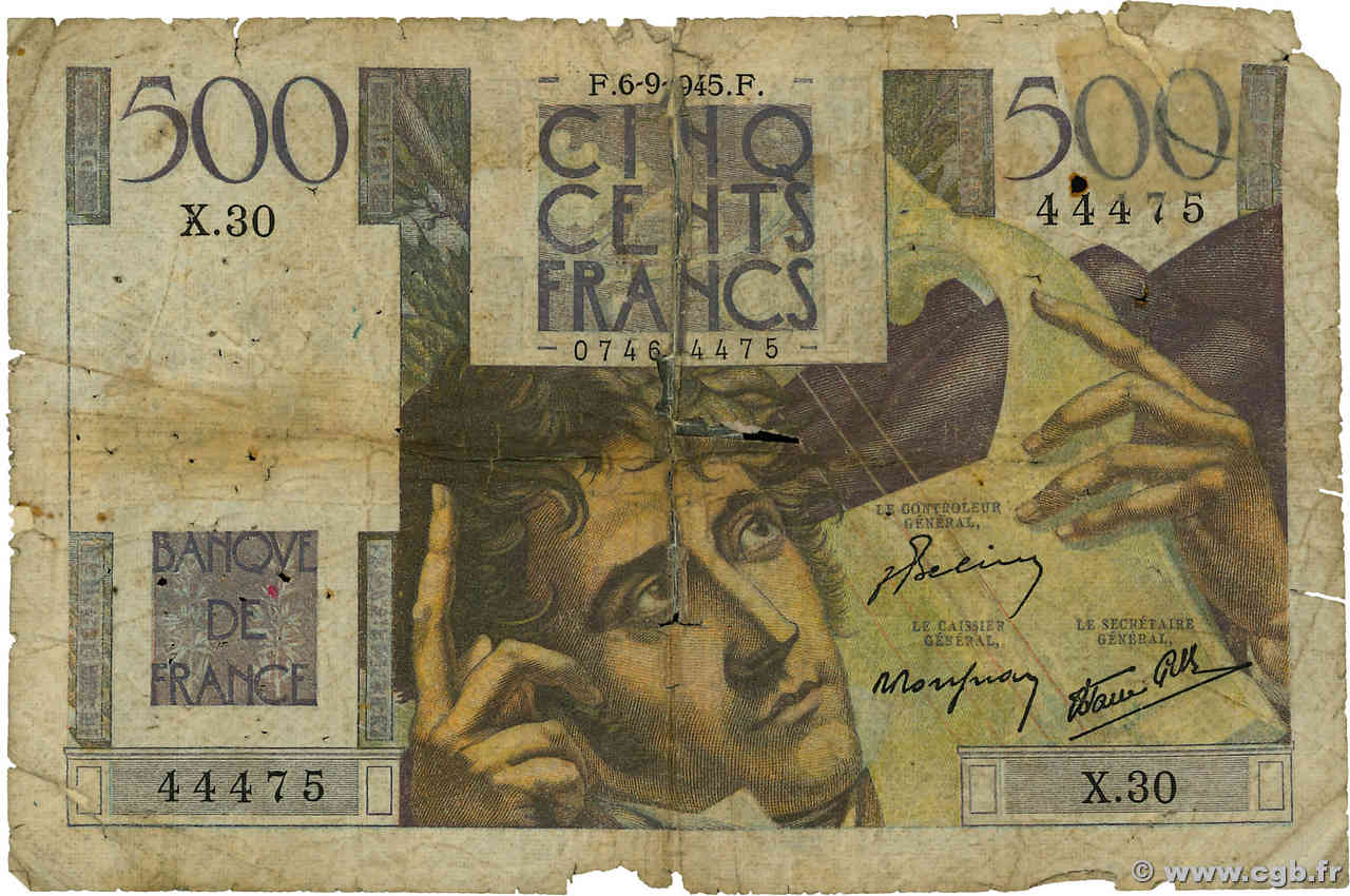 500 Francs CHATEAUBRIAND FRANKREICH  1945 F.34.02 GE