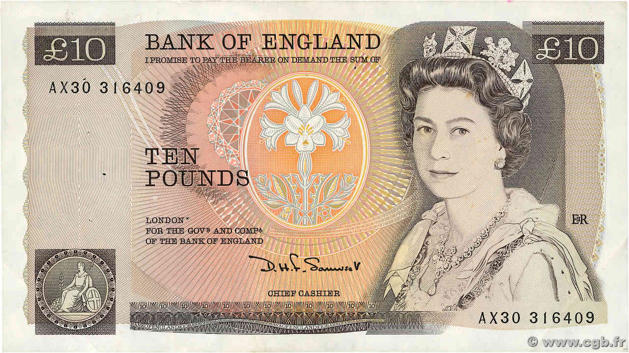 10 Pounds ENGLAND  1987 P.379c VF