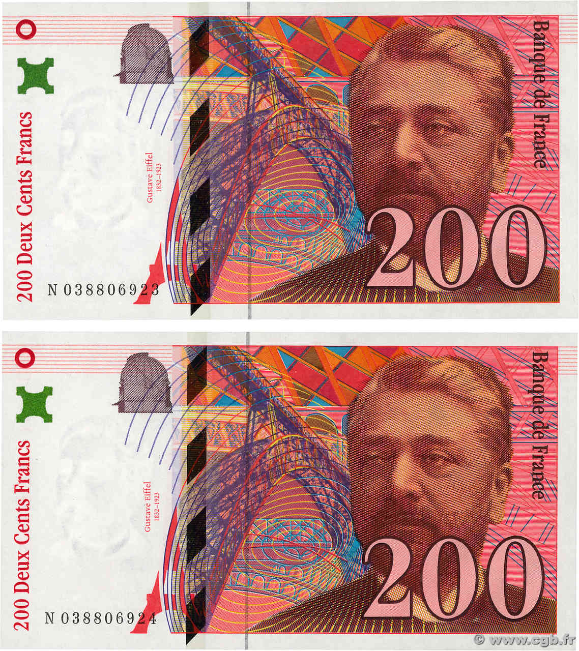 200 Francs EIFFEL Consécutifs FRANCE 1996 F.75.03a AU