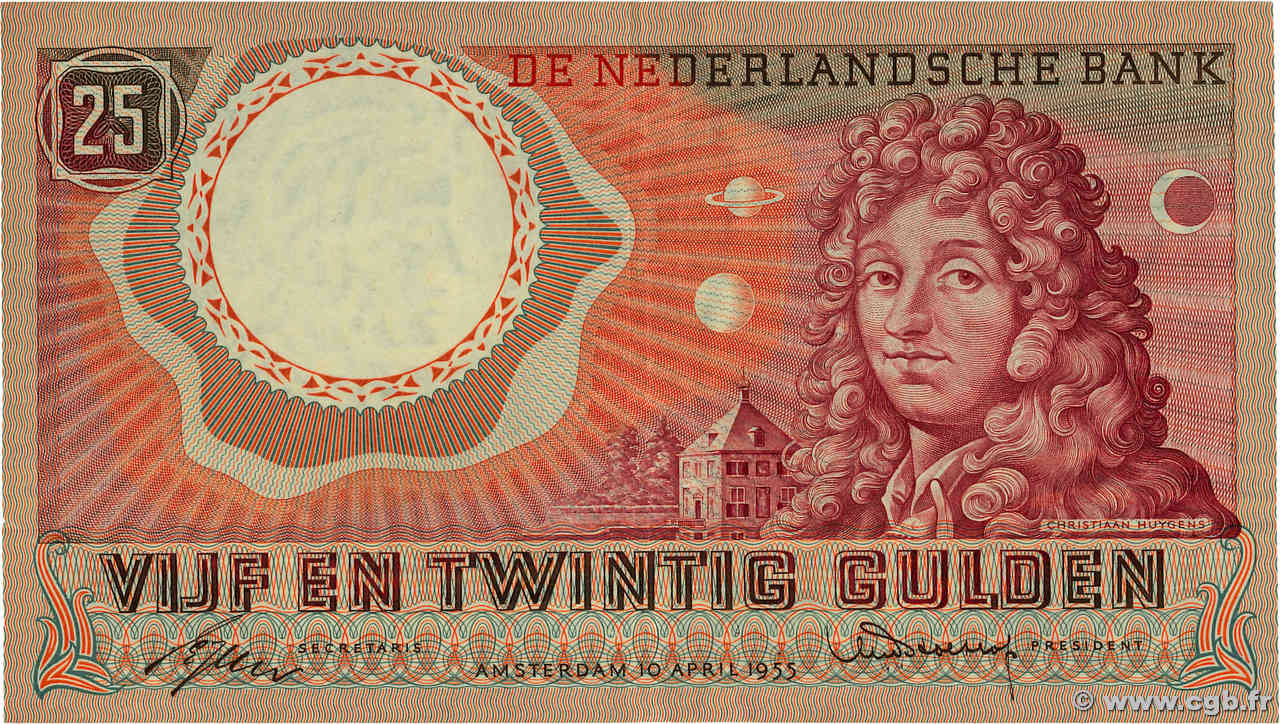 25 Gulden NETHERLANDS 1955 P.087 VF+