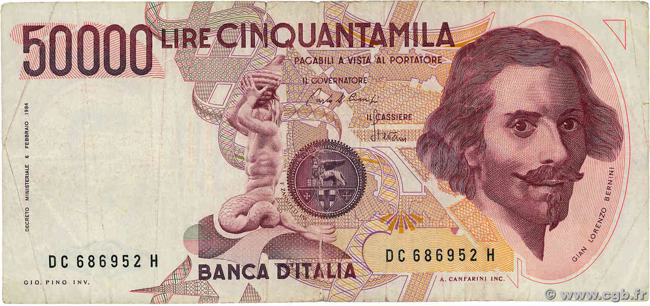 50000 Lire ITALIA 1984 P.113a MB