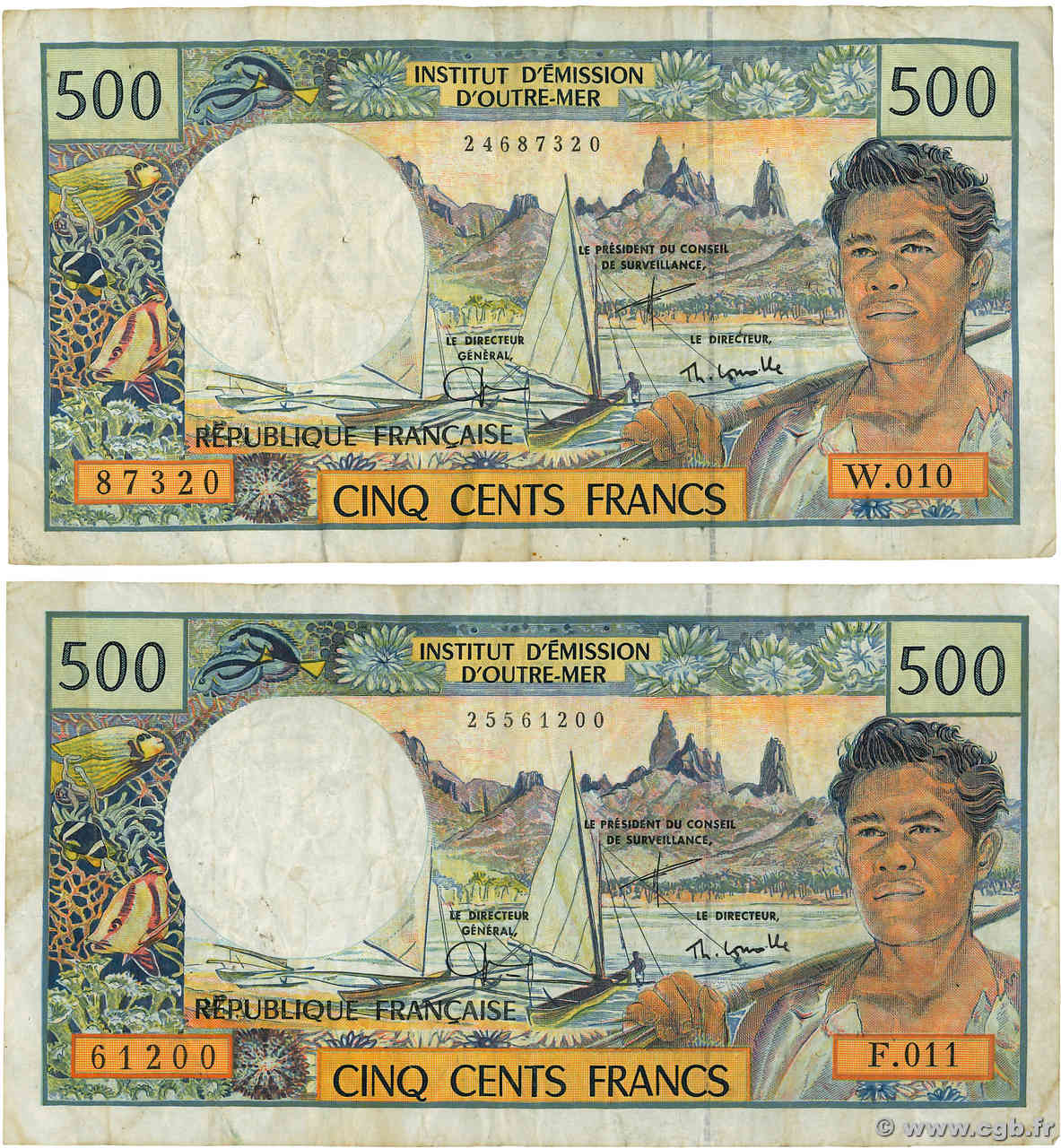 500 Francs Lot POLYNÉSIE, TERRITOIRES D OUTRE MER  1992 P.01e TB