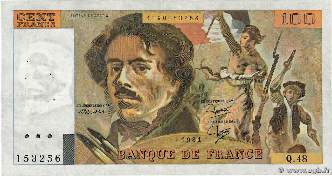 100 Francs DELACROIX modifié FRANKREICH  1981 F.69.05 SS