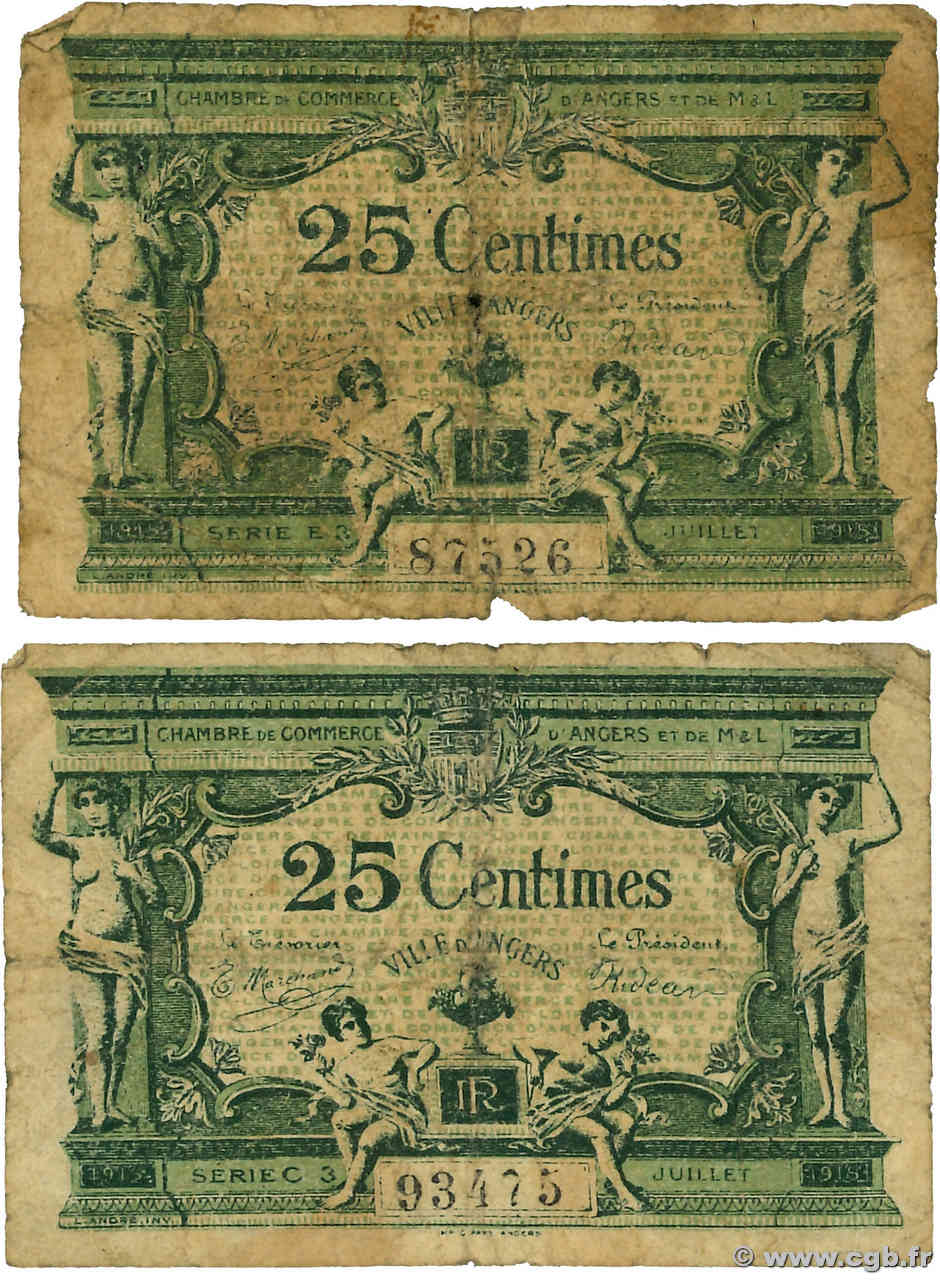 25 Centimes Lot FRANCE régionalisme et divers Angers 1917 JP.008.04 B