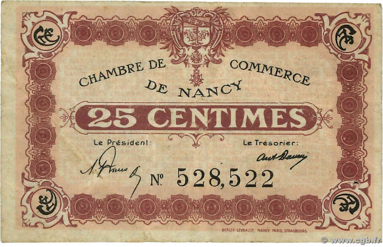 25 Centimes FRANCE régionalisme et divers Nancy 1918 JP.087.57 TTB