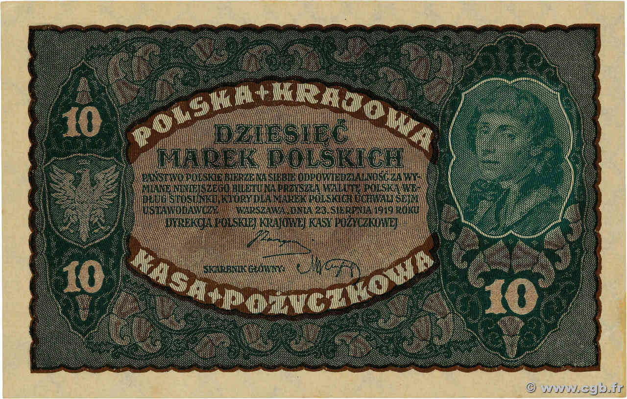 10 Marek POLOGNE 1919 P.025 pr.NEUF