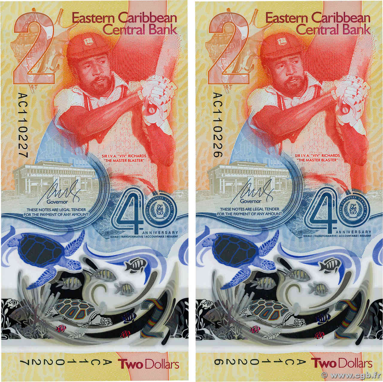 2 Dollars Consécutifs EAST CARIBBEAN STATES 2023 P.61 FDC