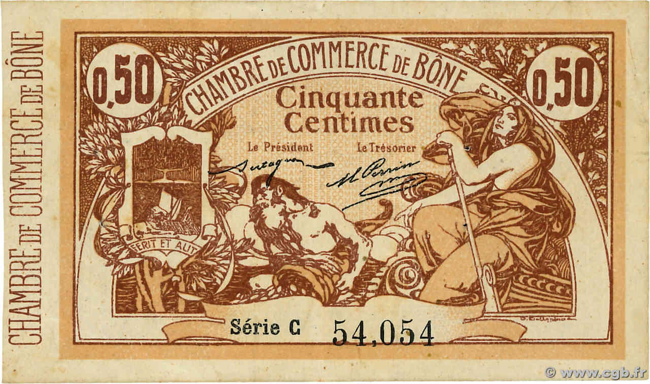 50 Centimes ALGERIEN Bône 1915 JP.138.01 VZ