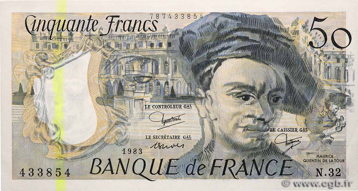 50 Francs QUENTIN DE LA TOUR Fauté FRANCIA 1983 F.67.09 SC+