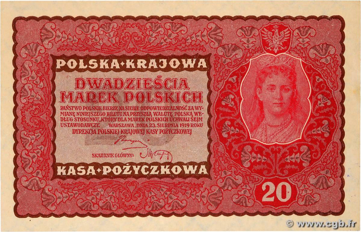 20 Marek POLOGNE 1919 P.026 SUP+