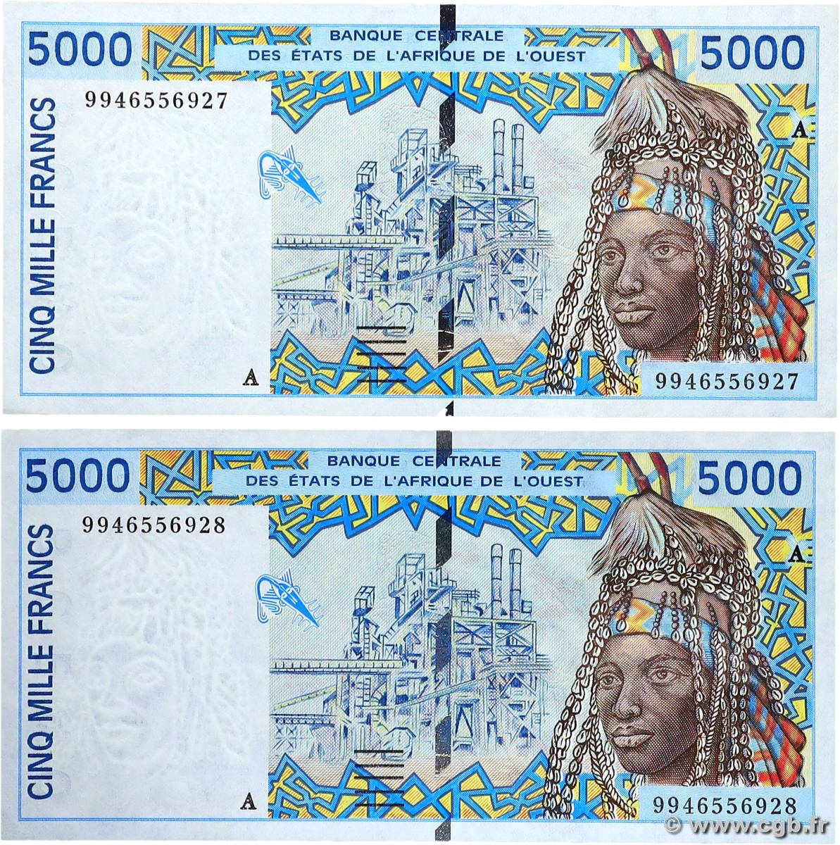 5000 Francs Consécutifs ÉTATS DE L AFRIQUE DE L OUEST 1999 P.113Ai NEUF