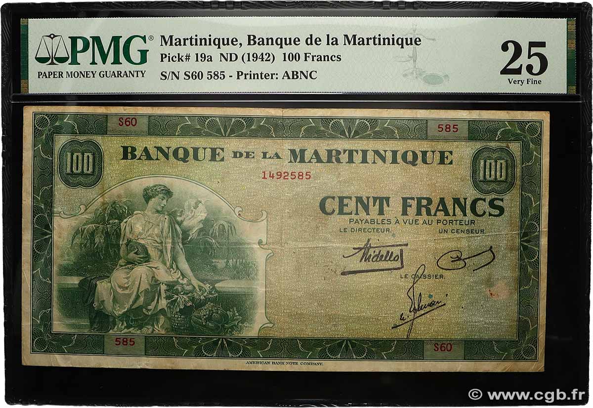 100 Francs MARTINIQUE 1943 P.19a SS