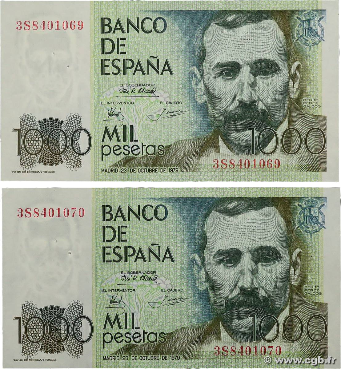 1000 Pesetas Consécutifs SPANIEN 1979 P.158 fST