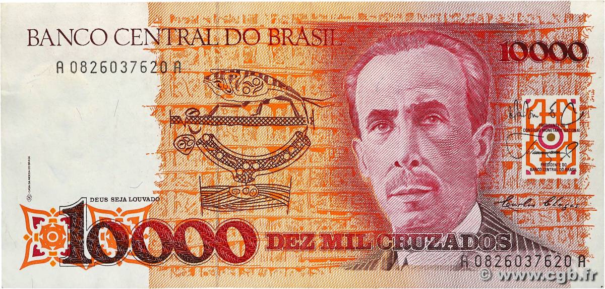 10000 Cruzados BRAZIL 1989 P.215a XF