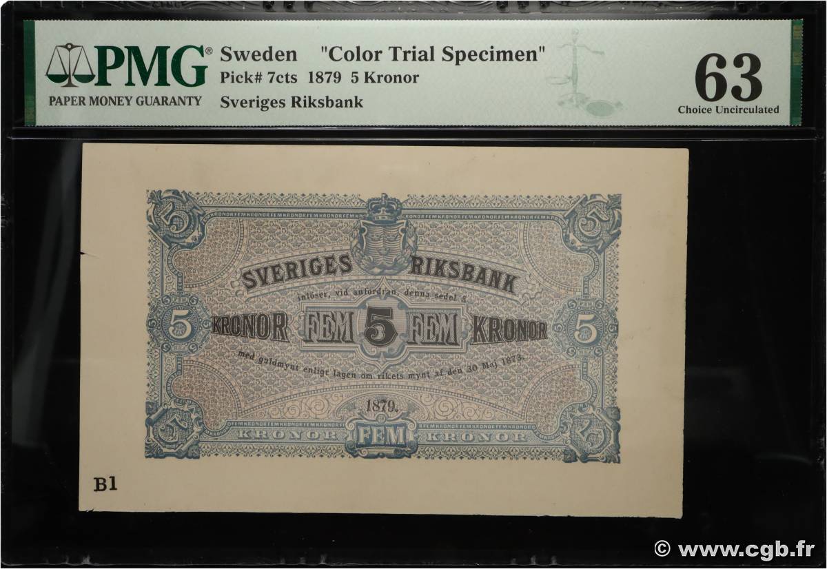 5 Kronor Essai SWEDEN  1879 P.(07) UNC-