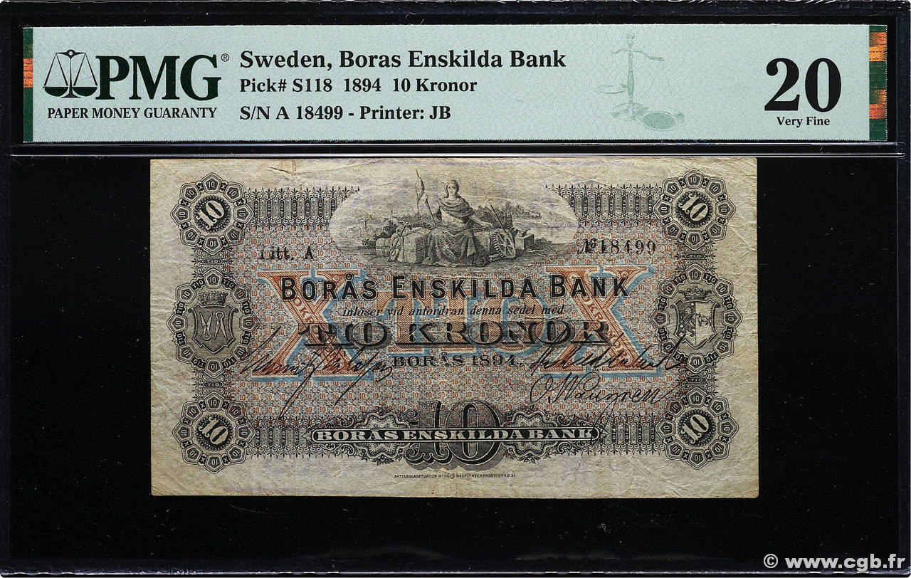 10 Kronor SUÈDE 1894 PS.118 TB