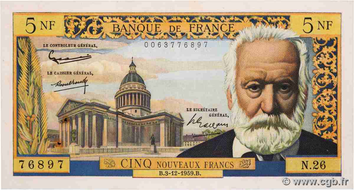 5 Nouveaux Francs VICTOR HUGO FRANCIA 1959 F.56.04 q.SPL