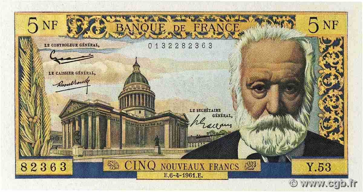 5 Nouveaux Francs VICTOR HUGO FRANCE 1961 F.56.07 AU
