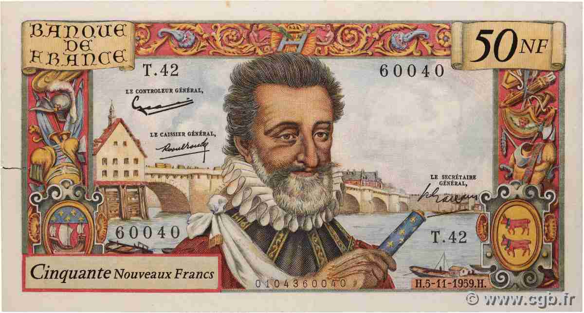 50 Nouveaux Francs HENRI IV FRANCE 1959 F.58.04 TTB