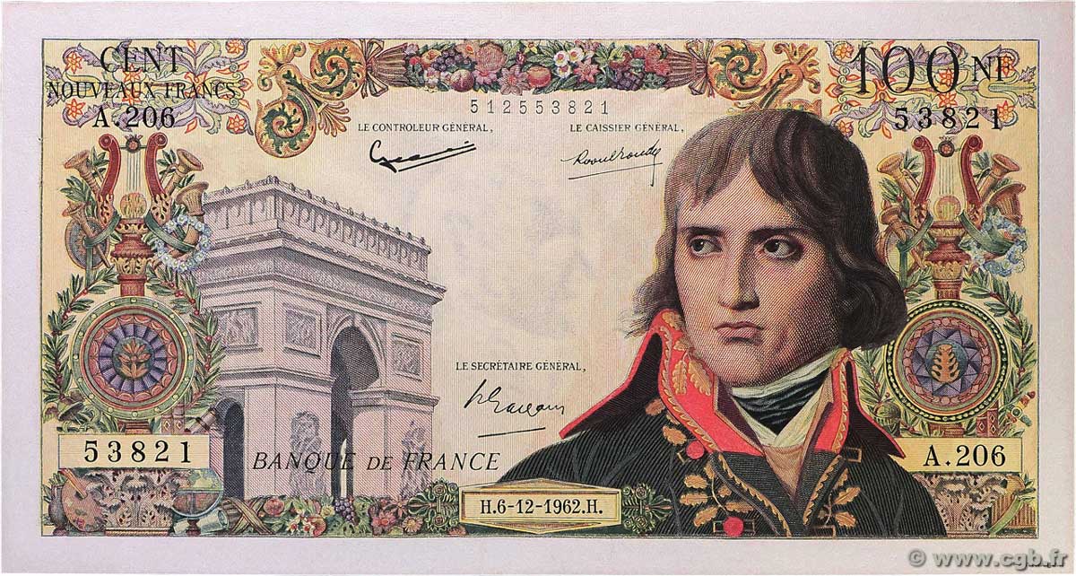 100 Nouveaux Francs BONAPARTE FRANCE 1962 F.59.18 XF+