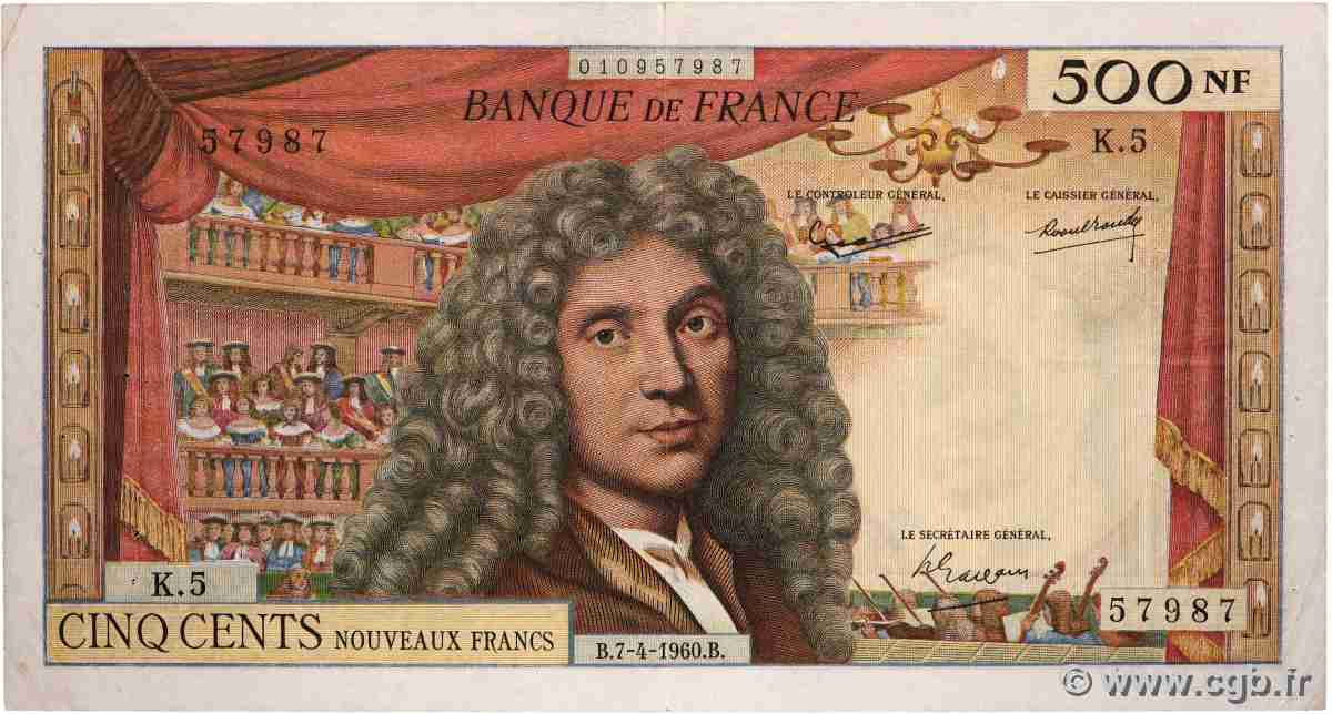 500 Nouveaux Francs MOLIÈRE FRANCE 1960 F.60.02 F+
