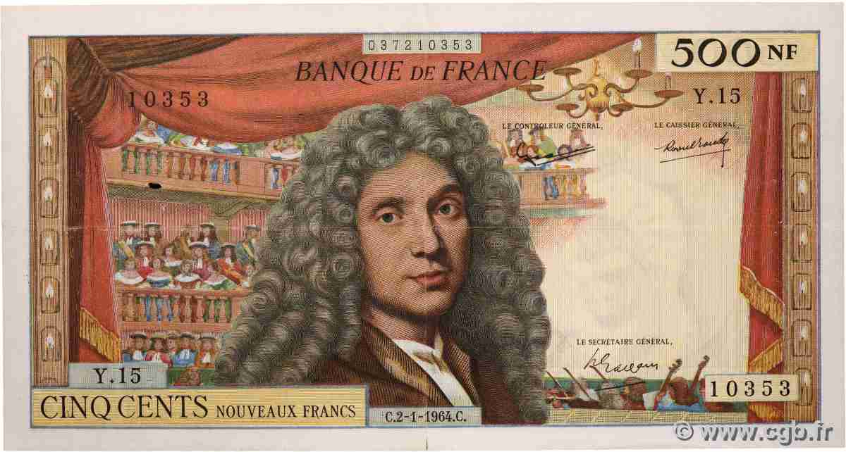 500 Nouveaux Francs MOLIÈRE FRANCE 1964 F.60.06 TB